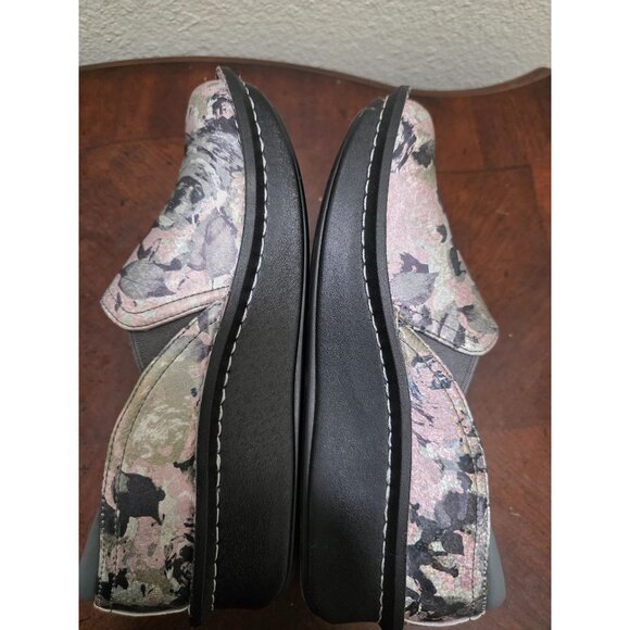 Alegria Debra Clog Leather Pink/Black Floral Slip-On Shoes Size 38 US 8 - Picture 6 of 9